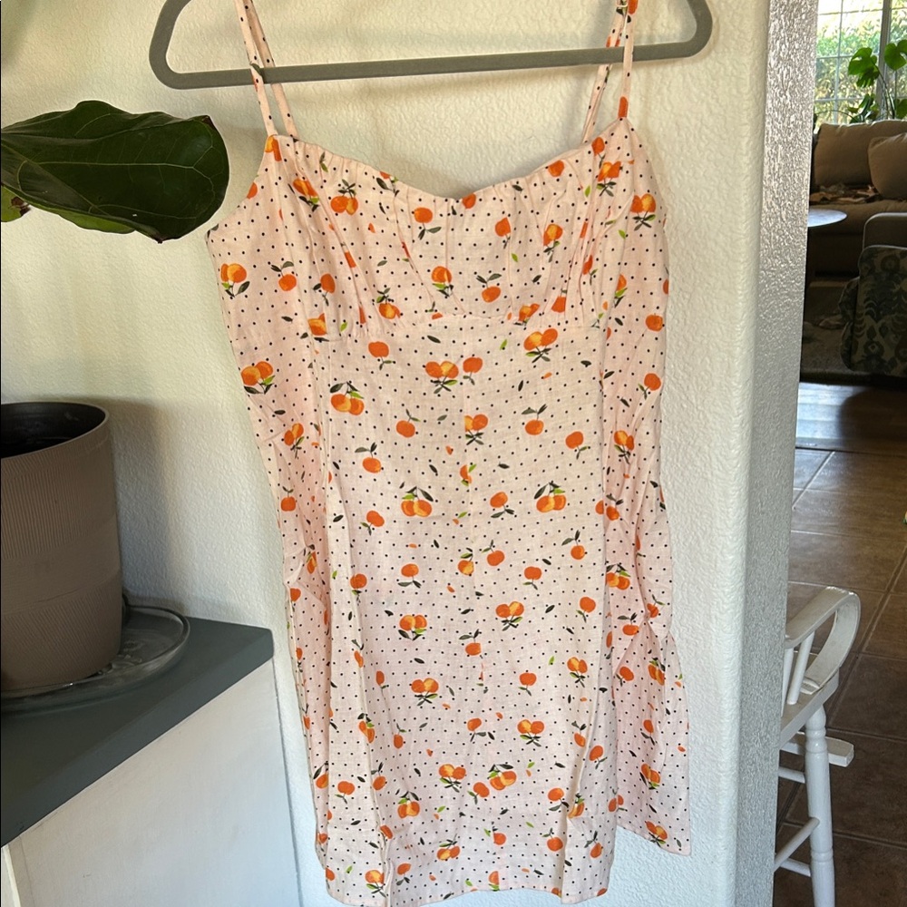 Peach Print Spaghetti Strap Sundress